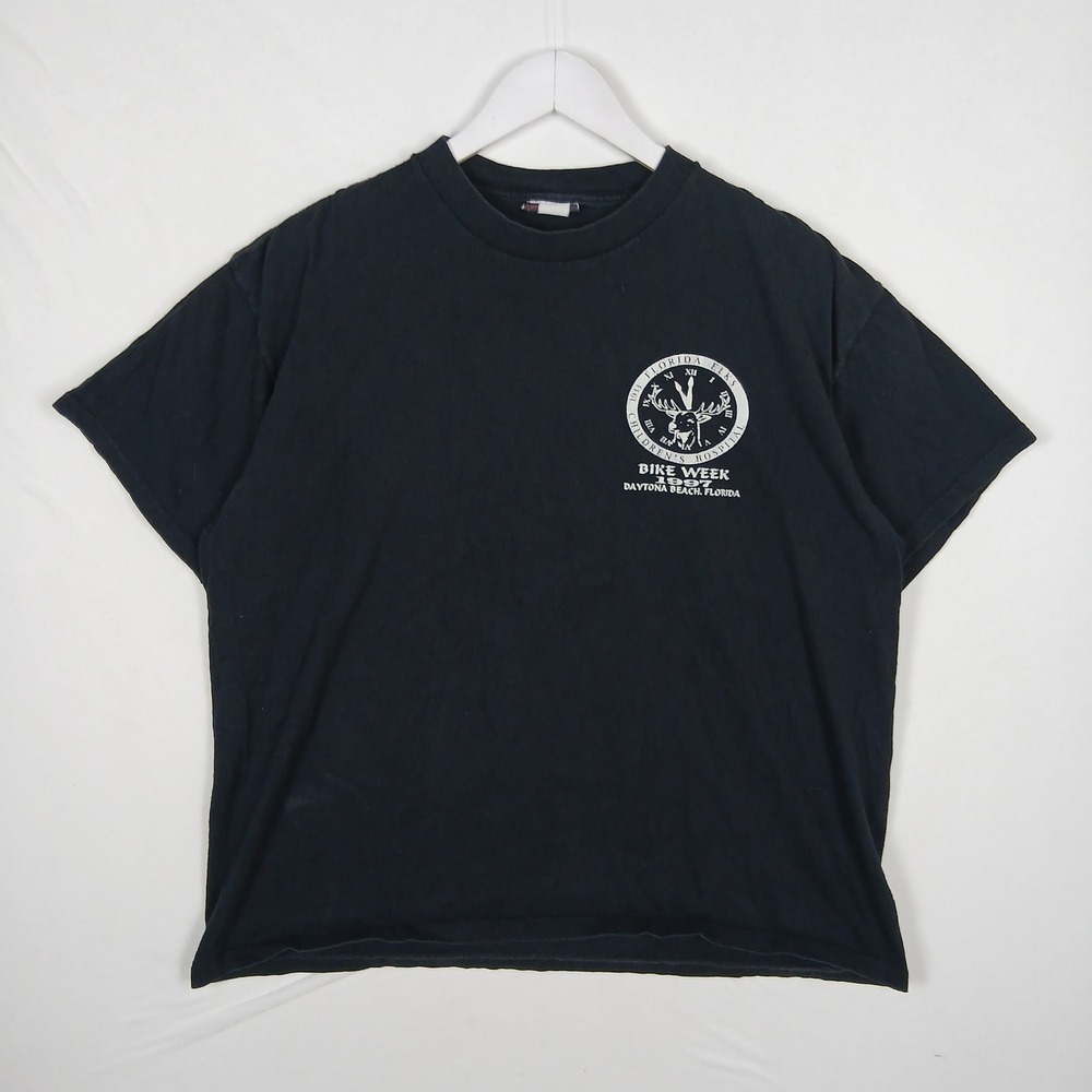 Vintage 1997 Daytona Beach Bike Week T-Shirt Ty Wilson Art 2 Wear Black XL